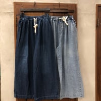 【155】6.5ozデニムケミカルウォッシュ加工タックイージーパンツ