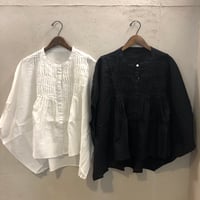 【191】胸元変形ウェーブピンタック比翼プルオーバー