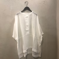 【136】テンセル混シアーローンバンドカラーボックスチュニック