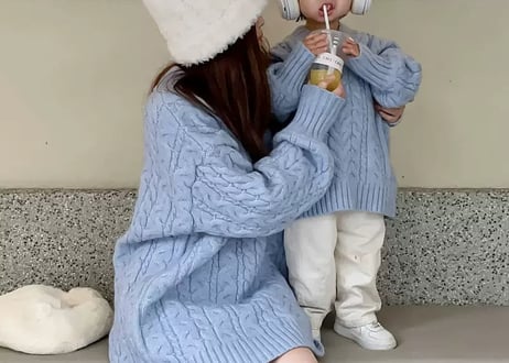 親子ロイヤルブルーニット⭐︎80〜140/S〜XXL
