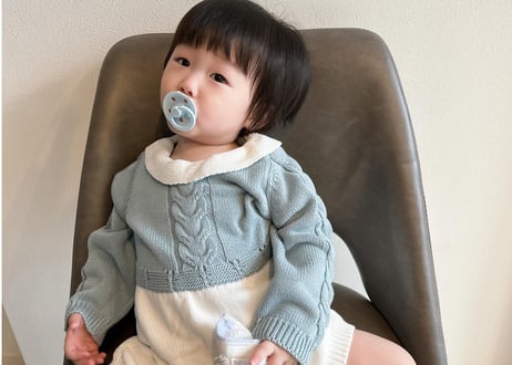 ピエロ襟羊ニットロンパース59〜100🩵🩷