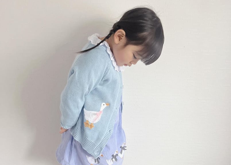 アヒルさんcottonカーディガン🩵90〜130 | Prince 