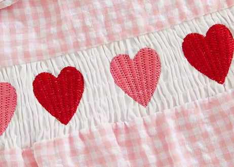 ギンガムチェックハート刺繍ロンパース66〜100