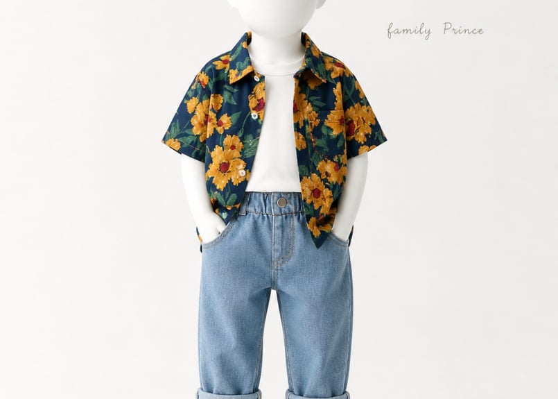 familyリンクフラワーシャツ90〜150/M〜2XL | Prince