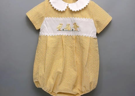 ひよこさんギンガム刺繍ロンパース66〜90