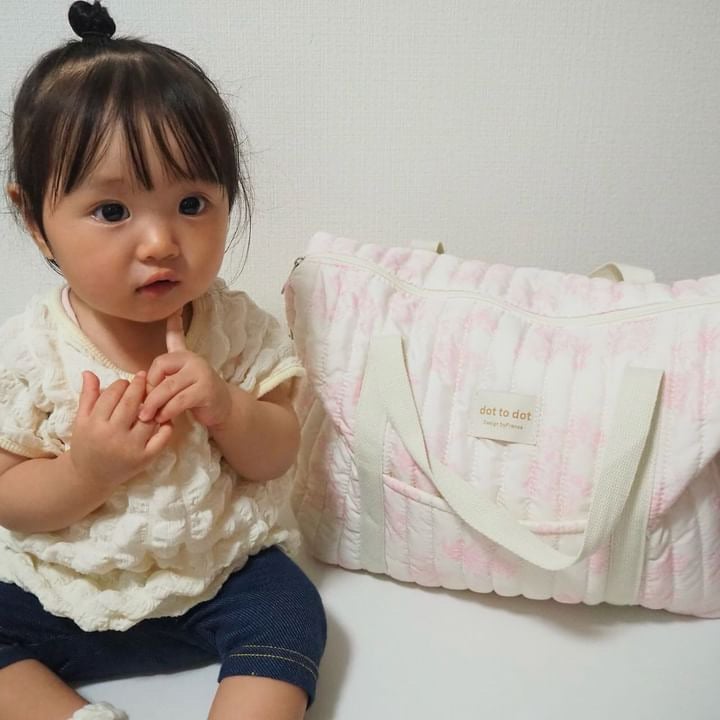 まぁちゃん☆コットンレース付きヌビバッグ リボン オーガニックコットン 2way☆ヌビバッグ☆マザーズバッグ
