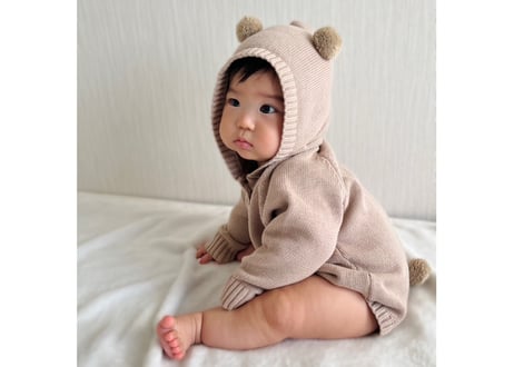 くまさんニットロンパース🧸66〜90一部即納