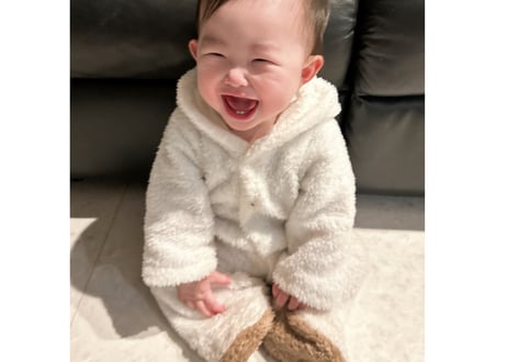 もこもこ足付きジャンプスーツ新生児〜80
