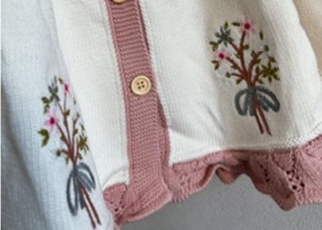 フリルcotton刺繍カーディガン♡66〜100一部即納