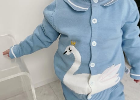 パステルカラー白鳥ニットセットアップ66〜100