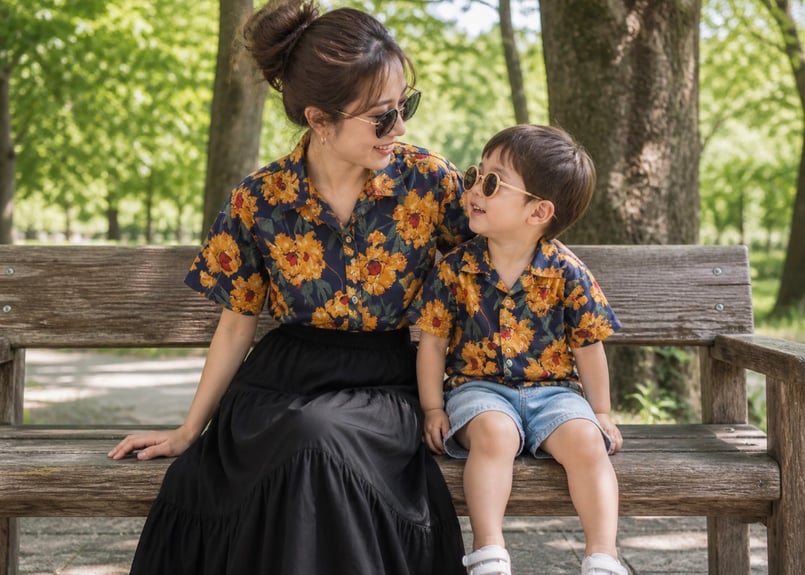 familyリンクフラワーシャツ90〜150/M〜2XL | Prince