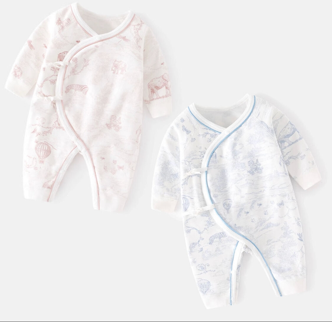 4着　新品】トワルドジュイロンパース　オーガニック　ブルー　長袖　綿100 60 4着 新品】トワルドジュイロンパース オーガニック ブルー 長袖