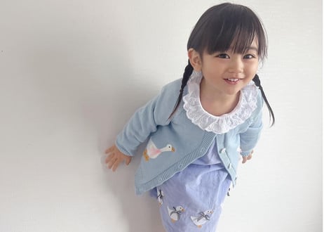 アヒルさんcottonカーディガン🩵90〜130
