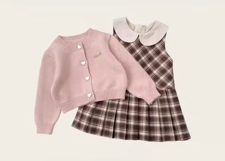 ハートボタンカーディガン＆ワンピース80〜140