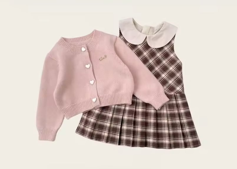 ハートボタンカーディガン＆ワンピース80〜140 | Prince