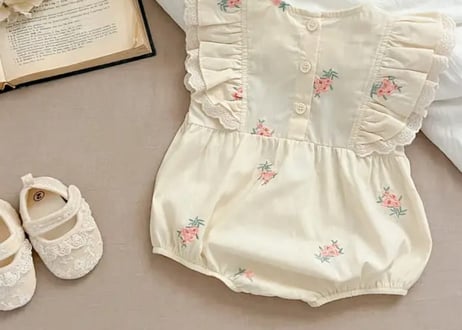 つぼみ刺繍ロンパース＆ワンピース66〜130
