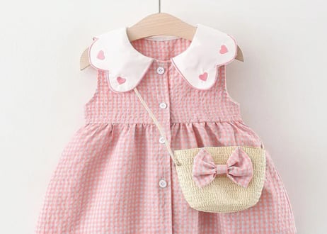 ハート刺繍ワンピース♡バック付き♡73〜100