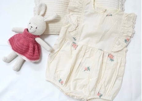 つぼみ刺繍ロンパース＆ワンピース66〜130