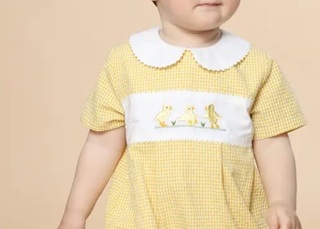 ひよこさんギンガム刺繍ロンパース66〜90