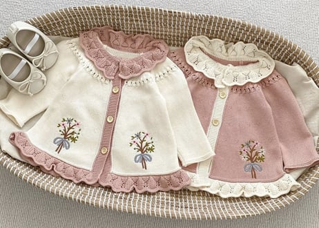 フリルcotton刺繍カーディガン♡66〜100一部即納