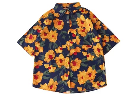 familyリンクフラワーシャツ90〜150/M〜2XL