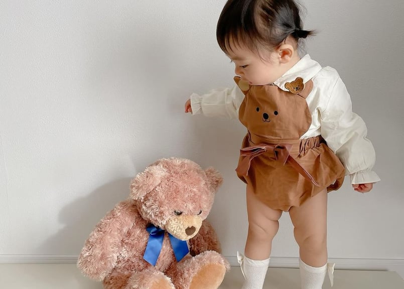 クマちゃ襟付きロンパース🧸ブラウス🧸サロペット | Prince