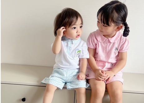 ギンガムチェックゴルフ刺繍セットアップ73〜110