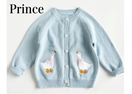 アヒルさんcottonカーディガン🩵90〜130
