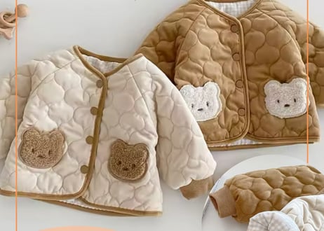 リバーシブルくまちゃんギンガムチェックアウター73〜120