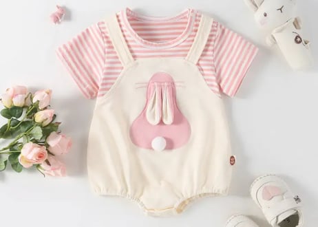 うさちゃんダルマオール風ロンパース🐰🩷66〜90