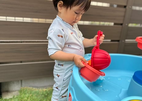 くすみカラー帽子付きスイムウェア80〜130