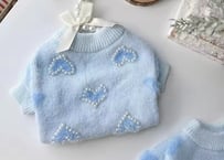 ロイヤルブルーハートニットpet服XS〜XL