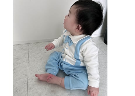 ロイヤルブルーサロペット風ロンパース一部即納59〜90
