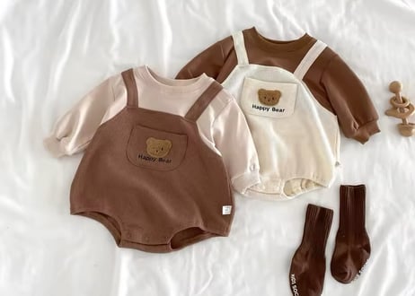 ダルマオール風ワッペンベアロンパース66〜90🧸
