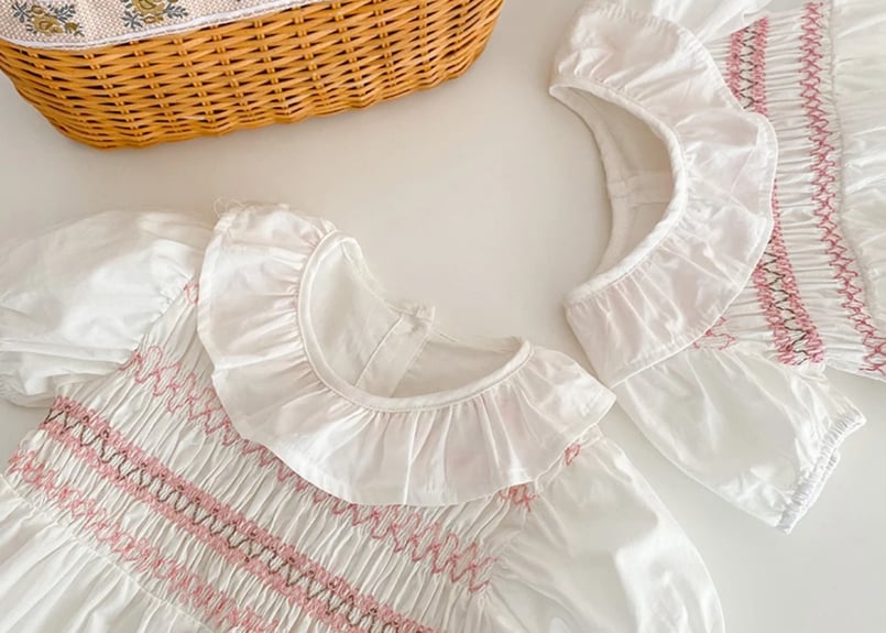 ピエロ襟スモッキングワンピース＆ロンパース | Prince