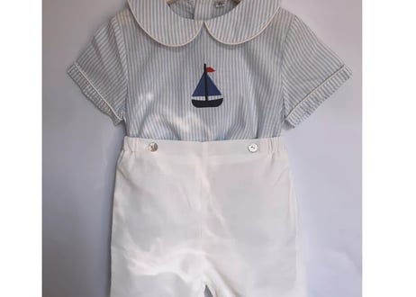 ストライプ刺繍セットアップ✳︎80〜120一部即納