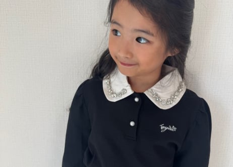 襟付きビジューパフブラウス90〜140