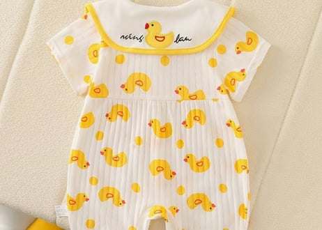 あひるちゃん刺繍セーラー ロンパース66〜90