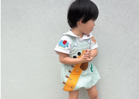 きりんさんのグリーンサロペット70〜110即納