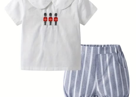兵隊さん刺繍ストライプセットアップ59〜100一部即納