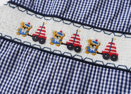 スモッキングくまちゃん刺繍サロペット66〜100