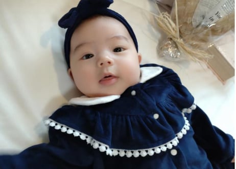 襟付きベロアロンパース♡59〜90