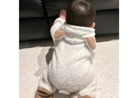もこもこ足付きジャンプスーツ新生児〜80