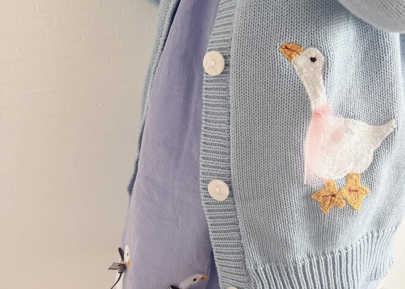 アヒルさんcottonカーディガン🩵90〜130 | Prince