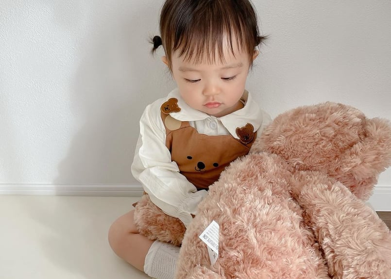 くま様ベージュ1サロペット クマちゃ襟付きロンパース🧸ブラウス🧸サロペット | Prince