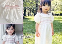 ピエロ襟スモッキングワンピース＆ロンパース