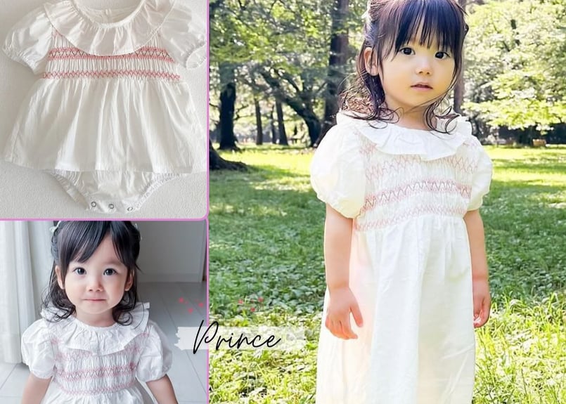 ピエロ襟スモッキングワンピース＆ロンパース | Prince