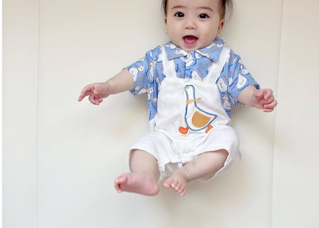 アヒルちゃんサロペット風ロンパース66〜100