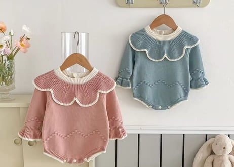 パステルカラーフリルニットロンパース⭐︎66〜90