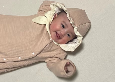 スカーフ風ふわふわロンパース♡帽子付59〜80一部即納
